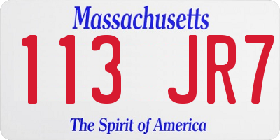 MA license plate 113JR7
