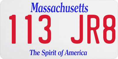 MA license plate 113JR8