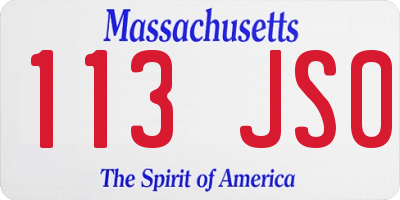 MA license plate 113JS0