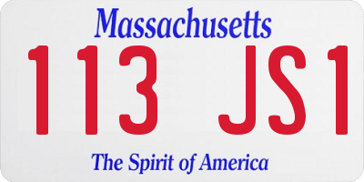 MA license plate 113JS1