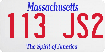 MA license plate 113JS2