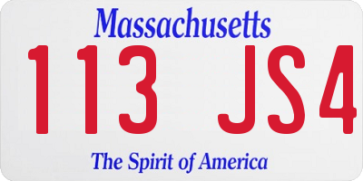 MA license plate 113JS4