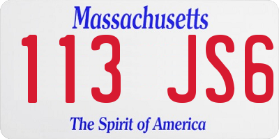 MA license plate 113JS6