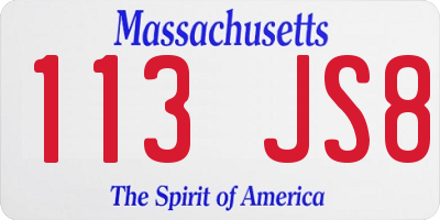MA license plate 113JS8