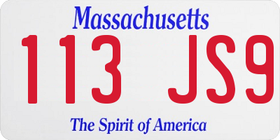 MA license plate 113JS9