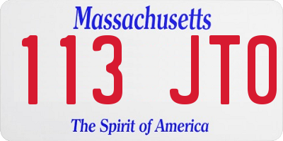 MA license plate 113JT0
