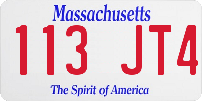 MA license plate 113JT4