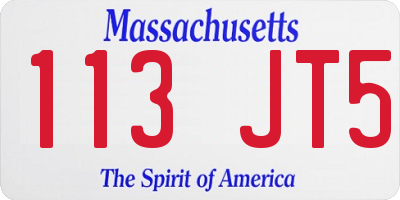 MA license plate 113JT5
