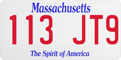 MA license plate 113JT9
