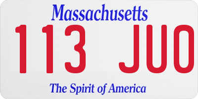 MA license plate 113JU0