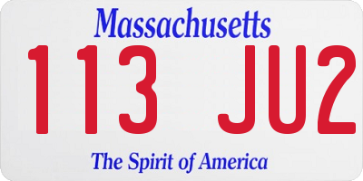 MA license plate 113JU2