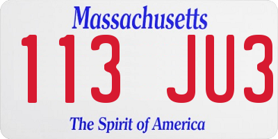 MA license plate 113JU3