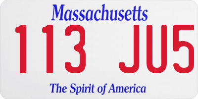 MA license plate 113JU5