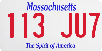 MA license plate 113JU7