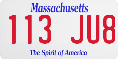 MA license plate 113JU8