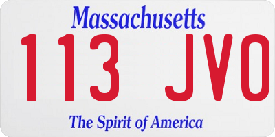 MA license plate 113JV0