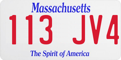 MA license plate 113JV4