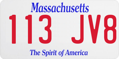 MA license plate 113JV8