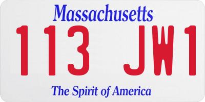MA license plate 113JW1