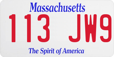 MA license plate 113JW9