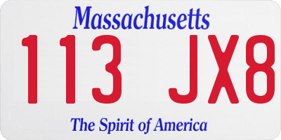 MA license plate 113JX8