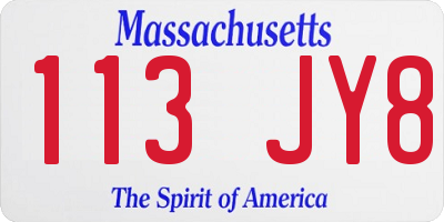 MA license plate 113JY8