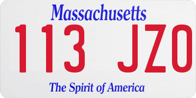 MA license plate 113JZ0