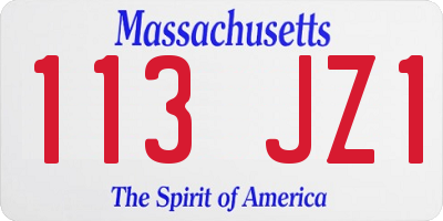 MA license plate 113JZ1