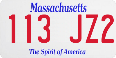 MA license plate 113JZ2