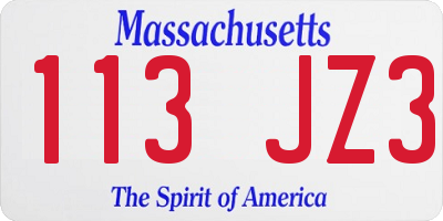 MA license plate 113JZ3