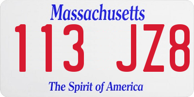 MA license plate 113JZ8