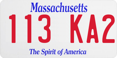 MA license plate 113KA2