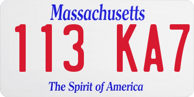 MA license plate 113KA7