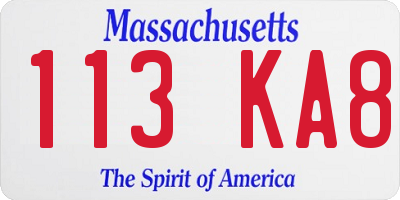 MA license plate 113KA8