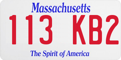 MA license plate 113KB2