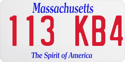 MA license plate 113KB4