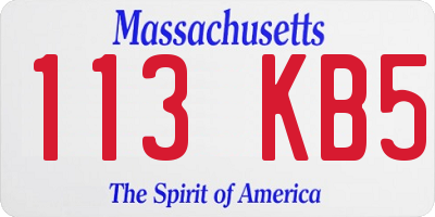 MA license plate 113KB5