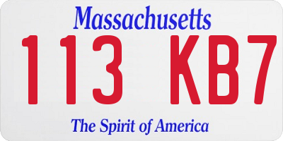 MA license plate 113KB7