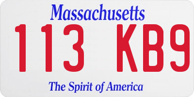 MA license plate 113KB9