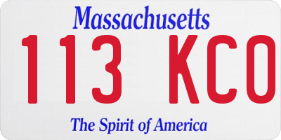 MA license plate 113KC0