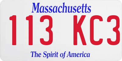 MA license plate 113KC3