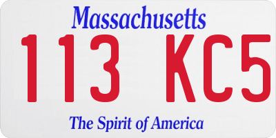 MA license plate 113KC5