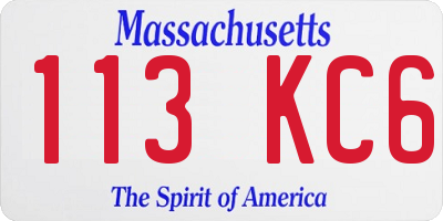MA license plate 113KC6