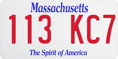 MA license plate 113KC7