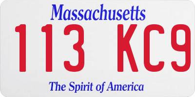 MA license plate 113KC9