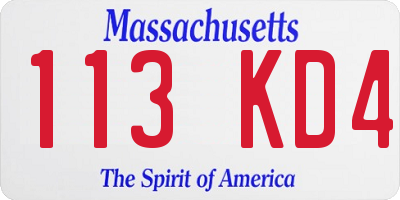 MA license plate 113KD4