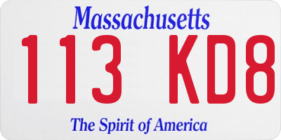 MA license plate 113KD8