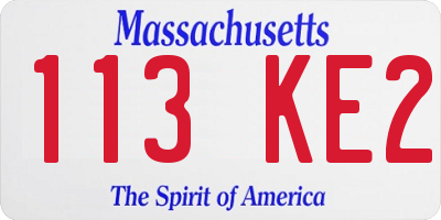 MA license plate 113KE2