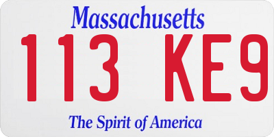 MA license plate 113KE9