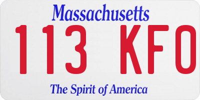 MA license plate 113KF0